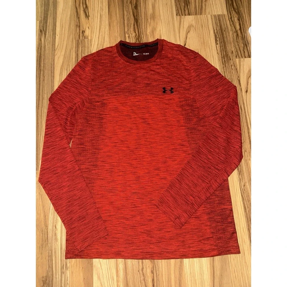 Under Armour Threadborne Fitted Knit Long Sleeve Henley Shirt Men's Sz M‎ Red